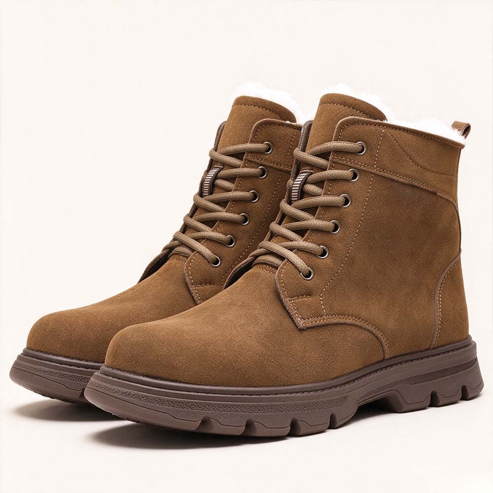 Men's Vintage Plush Fleece Lined Suede High-Top Winter Boots | MILEVALE