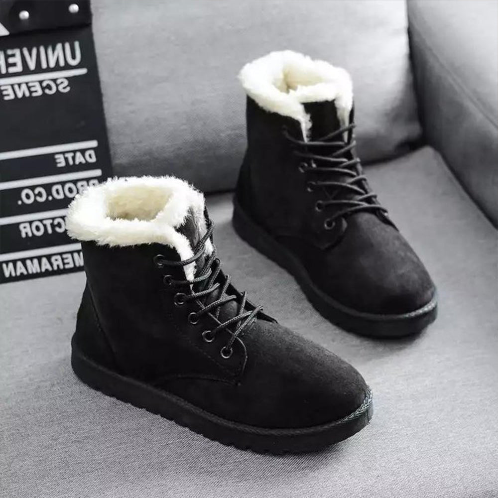 Women‘s Snow Boots Waterproof Fur Lined Winter Warm Slip On Ankle Boots | MILEVALE