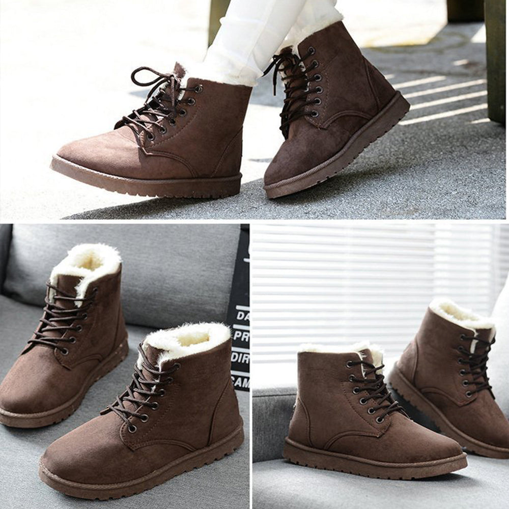 Women‘s Snow Boots Waterproof Fur Lined Winter Warm Slip On Ankle Boots | MILEVALE