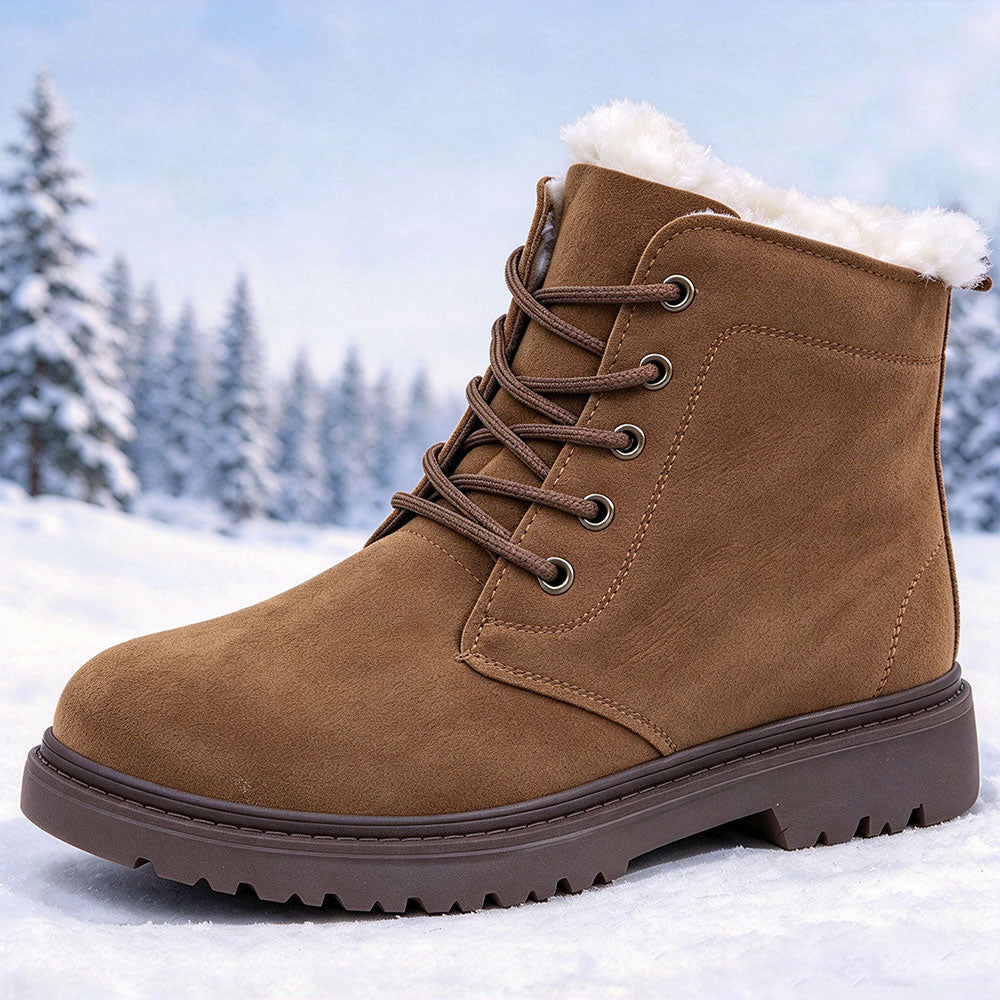 Men's Thermal Shearling-Lined Non-Slip Suede Winter Snow Boots | MILEVALE
