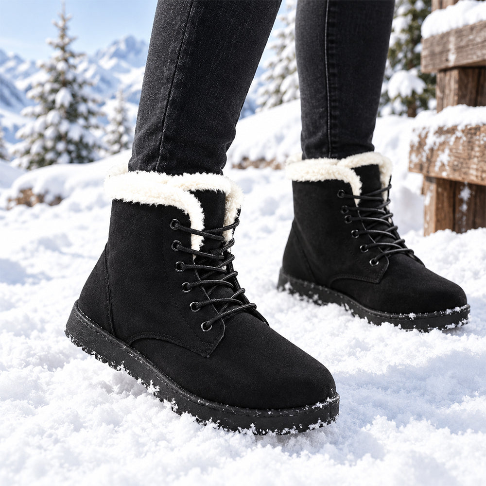 Women‘s Snow Boots Waterproof Fur Lined Winter Warm Slip On Ankle Boots | MILEVALE