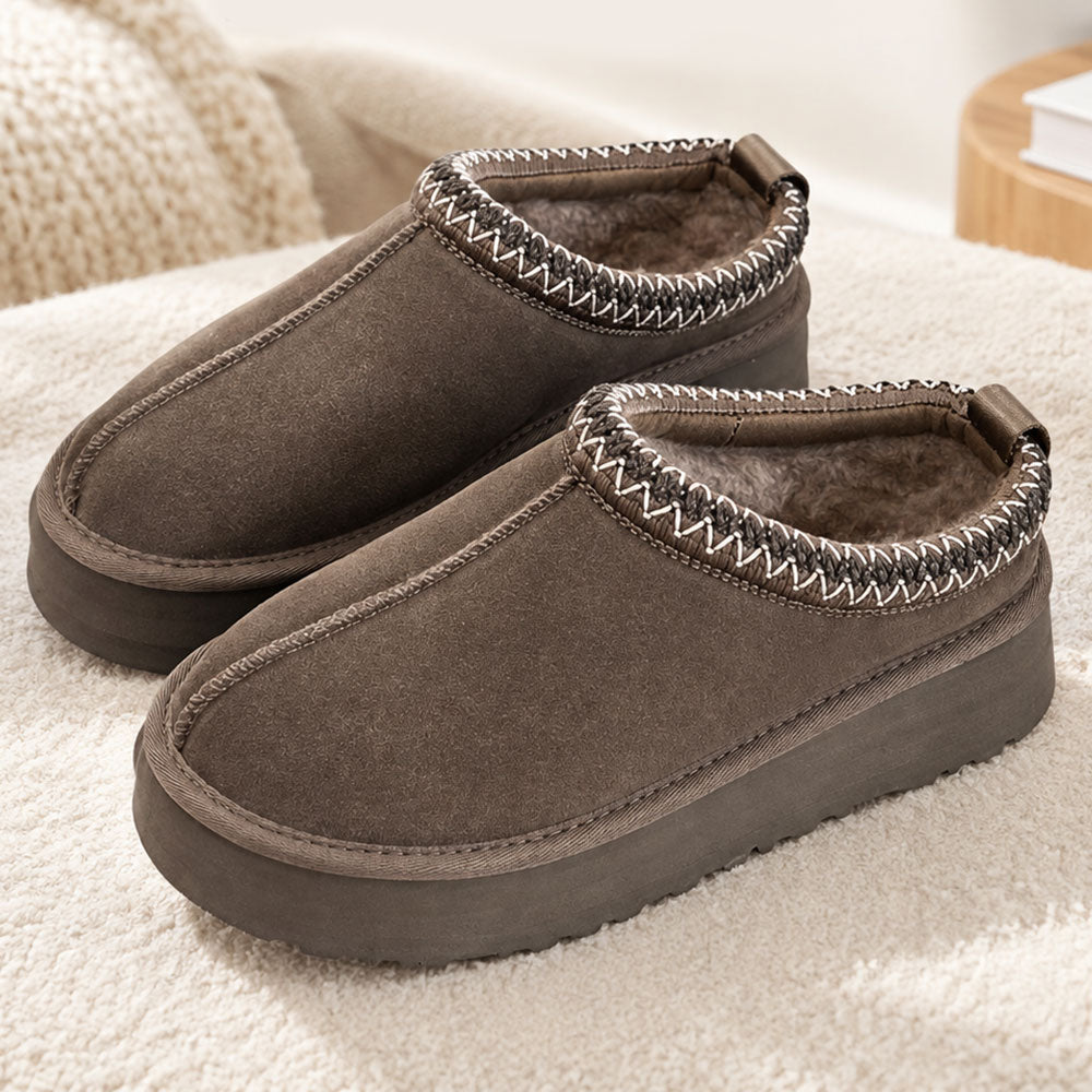 Women's Platform Suede Plush-Lined Mules Winter Snow Boots | MILEVALE
