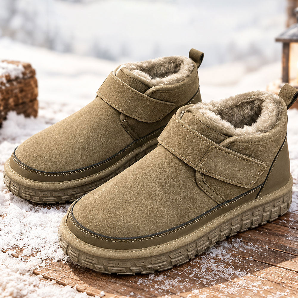 Men's Winter Plush Warm Snow Boots with Adjustable Hook-and-Loop Strap | MILEVALE