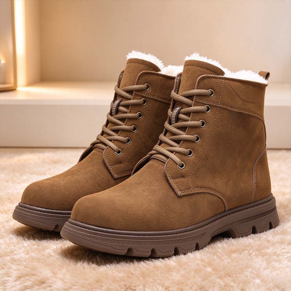 Men's Vintage Plush Fleece Lined Suede High-Top Winter Boots | MILEVALE