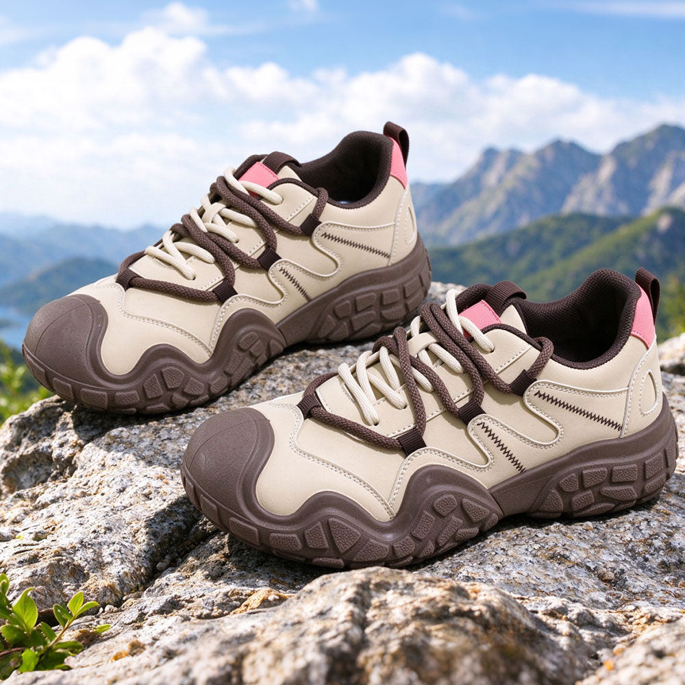 Women's Vintage Color-Block Trail Hiking Shoes Outdoor Walking Sneakers | MILEVALE