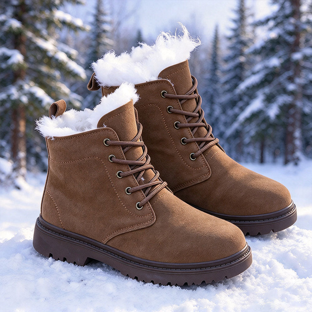 Men's Thermal Shearling-Lined Non-Slip Suede Winter Snow Boots | MILEVALE