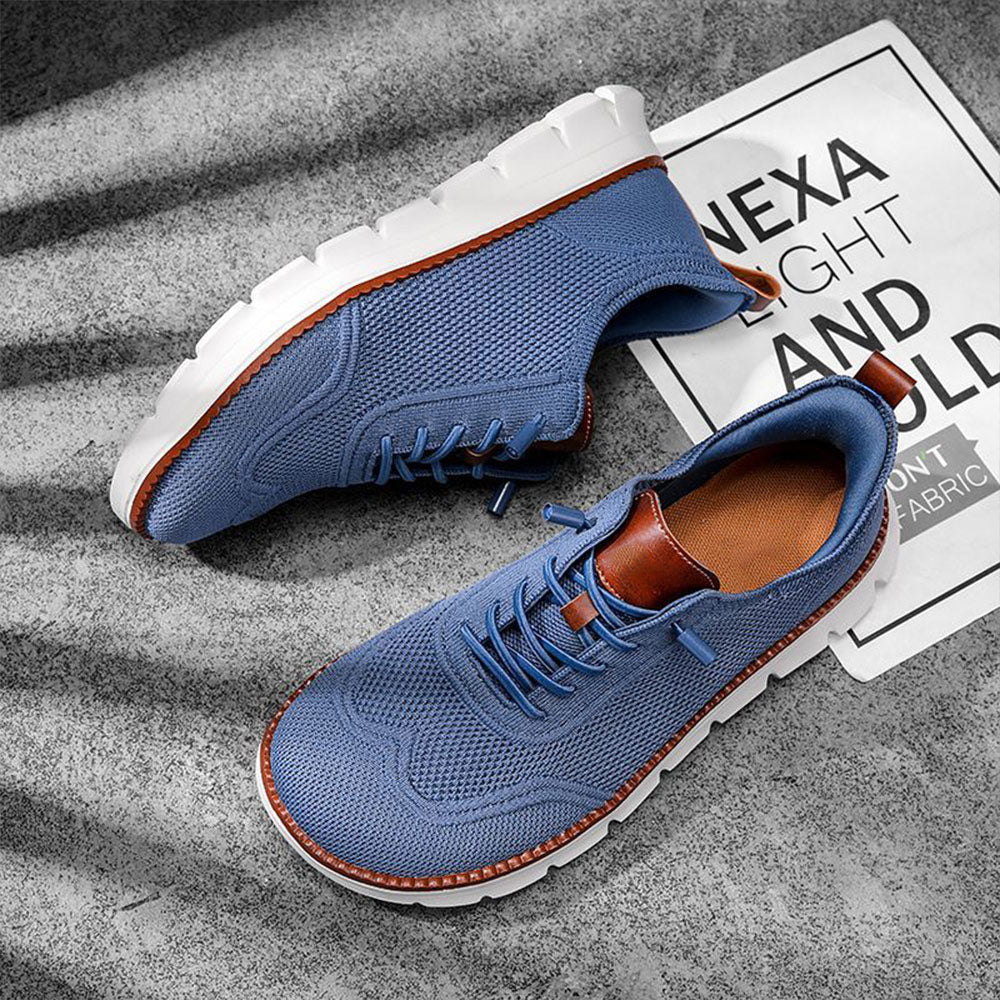 Men's Breathable Flyknit Business Casual Shoes Walking Oxford Sneakers | MILEVALE