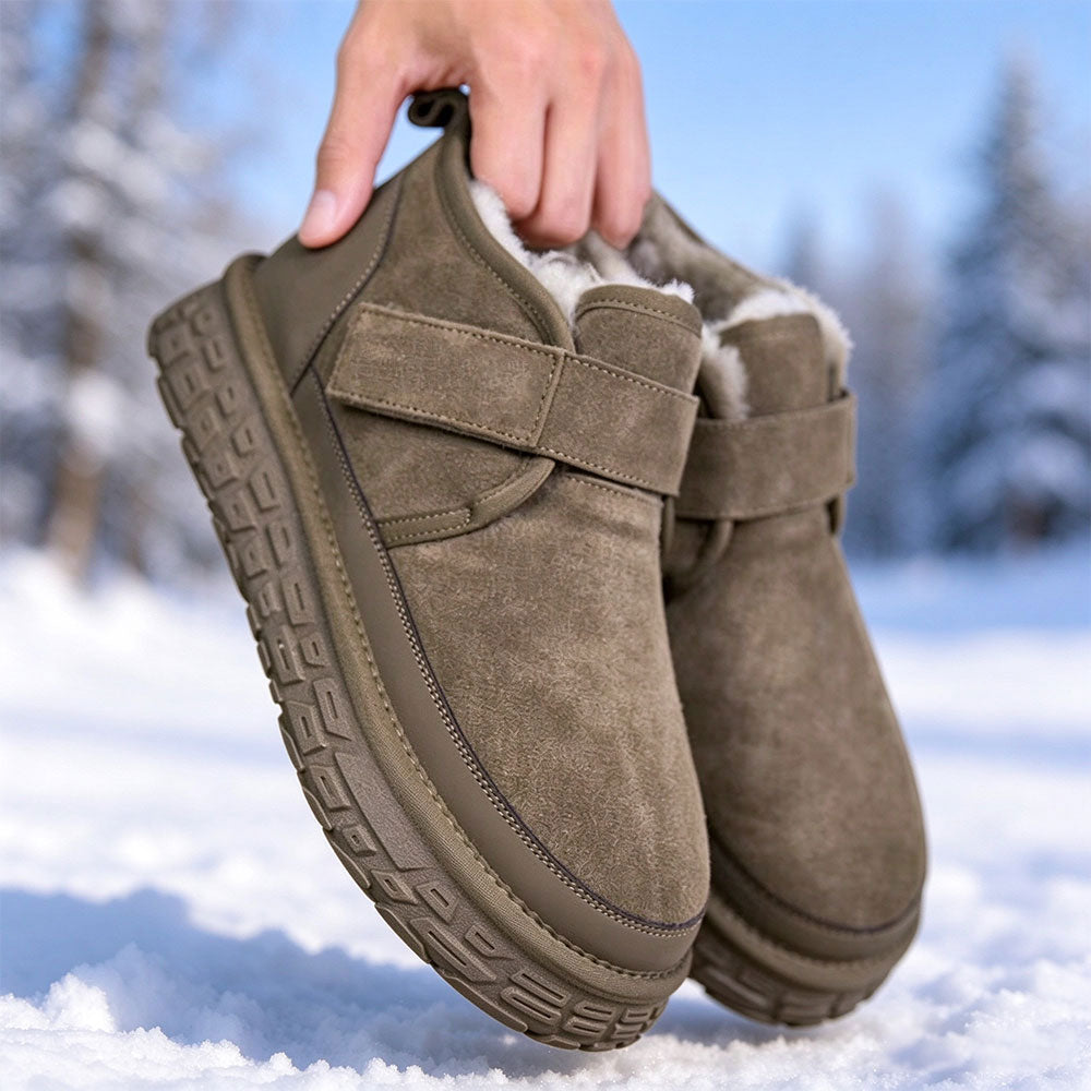 Men's Winter Plush Warm Snow Boots with Adjustable Hook-and-Loop Strap | MILEVALE