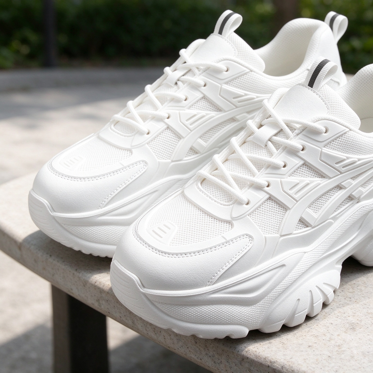 Women's Chunky White Dad Sneakers Platform Mesh Breathable Retro Walking Shoes | MILEVALE