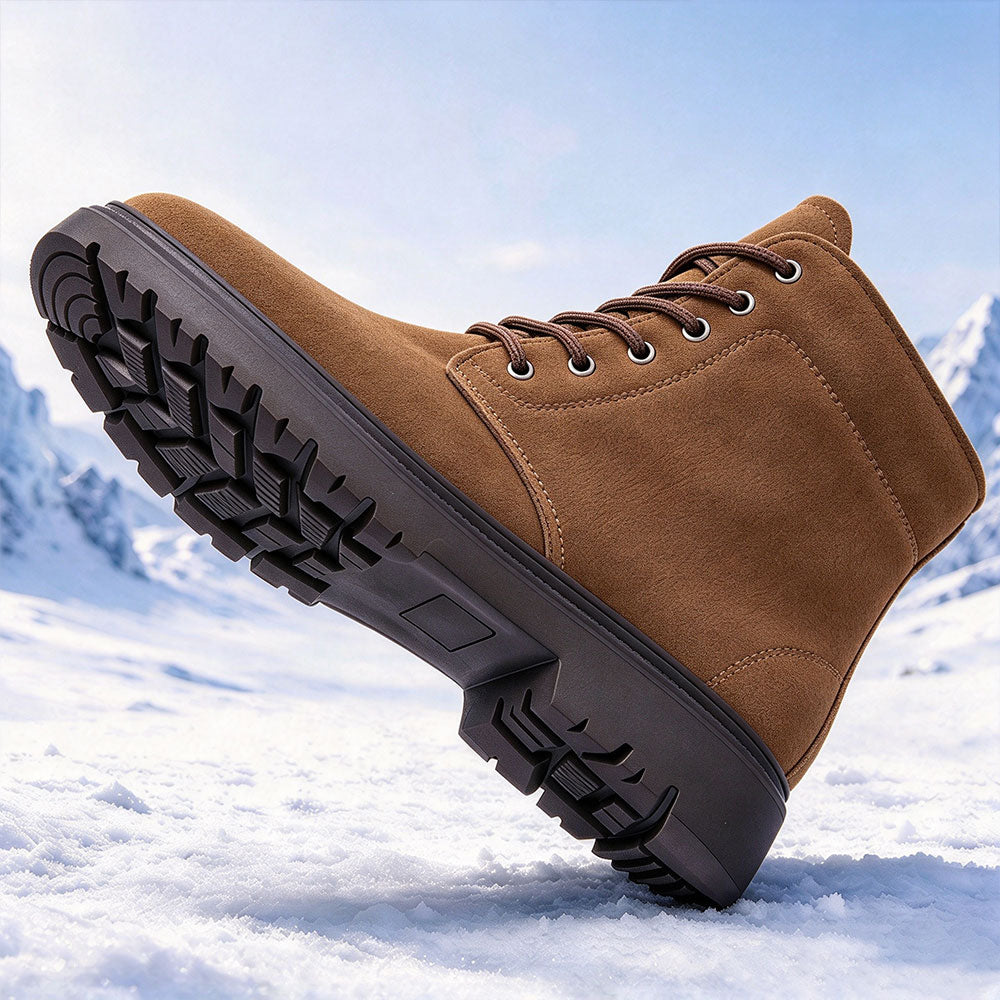 Men's Thermal Shearling-Lined Non-Slip Suede Winter Snow Boots | MILEVALE