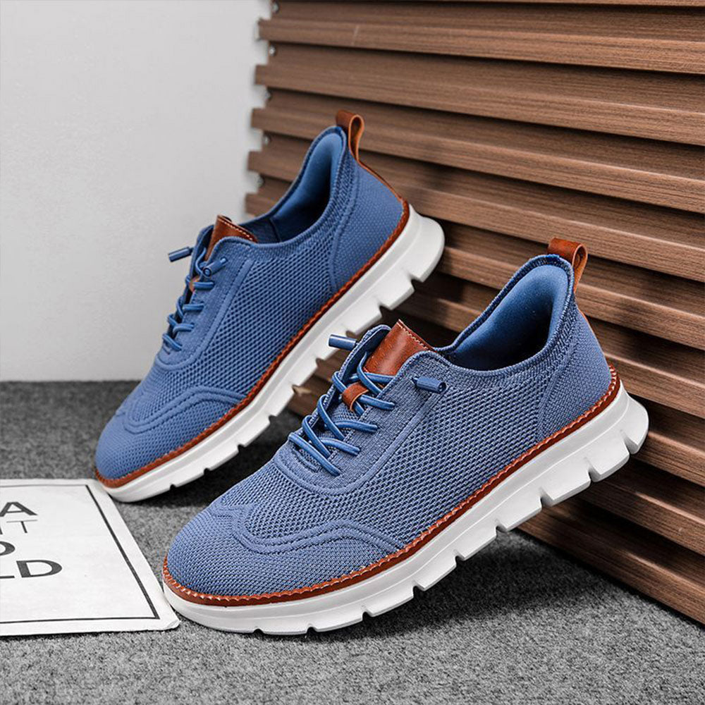 Men's Breathable Flyknit Business Casual Shoes Walking Oxford Sneakers | MILEVALE
