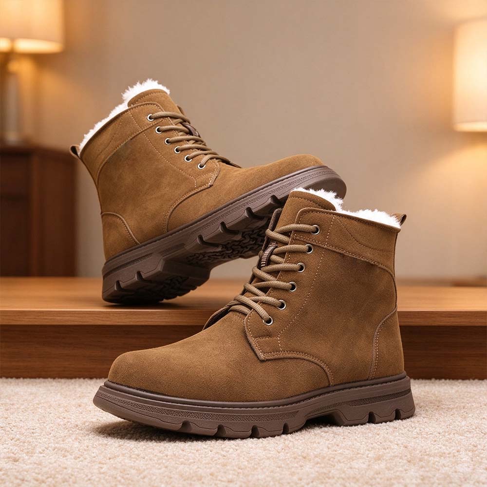 Men's Vintage Plush Fleece Lined Suede High-Top Winter Boots | MILEVALE