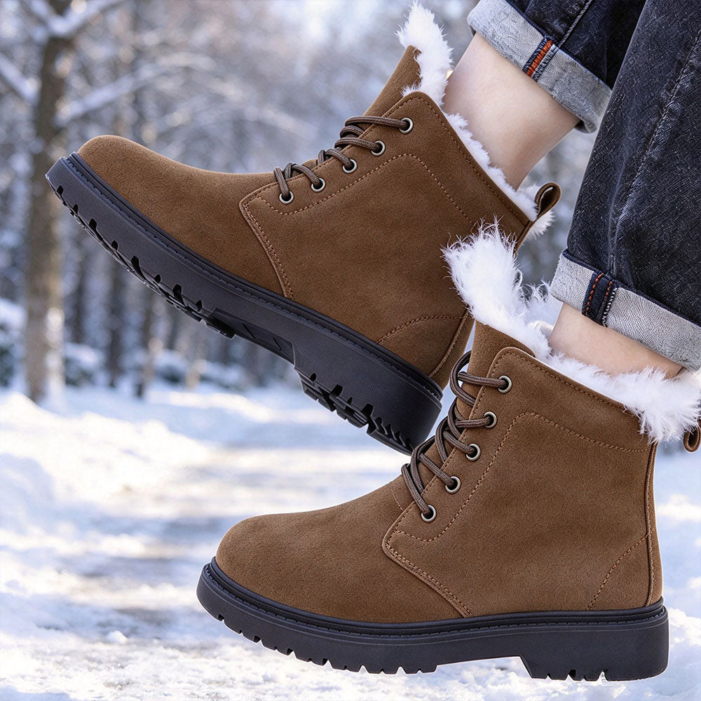 Men's Thermal Shearling-Lined Non-Slip Suede Winter Snow Boots | MILEVALE