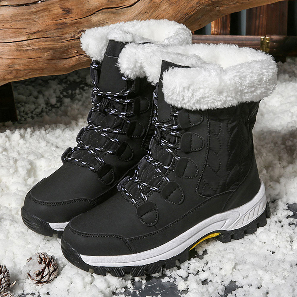 Women's High-Top Warm Plush-Lined Waterproof Winter Snow Boots | MILEVALE