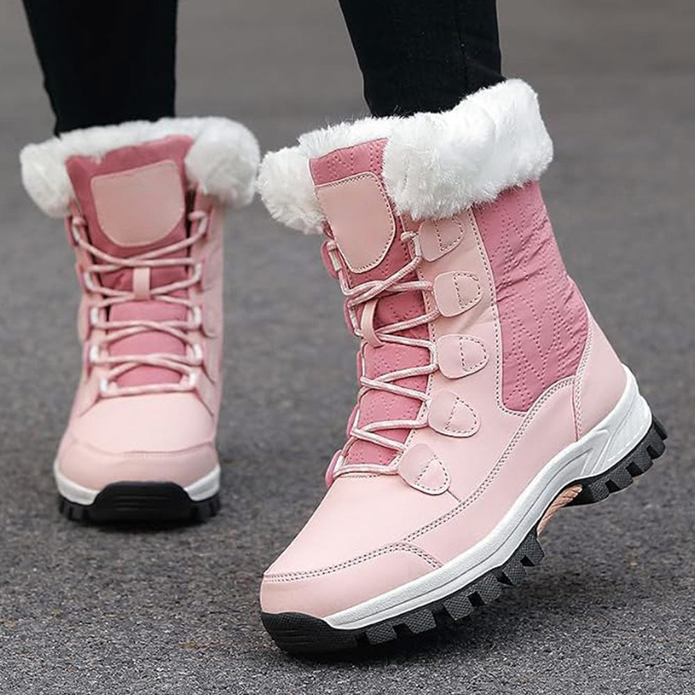 Women's High-Top Warm Plush-Lined Waterproof Winter Snow Boots | MILEVALE