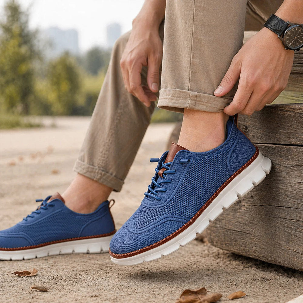 Men's Breathable Flyknit Business Casual Shoes Walking Oxford Sneakers | MILEVALE