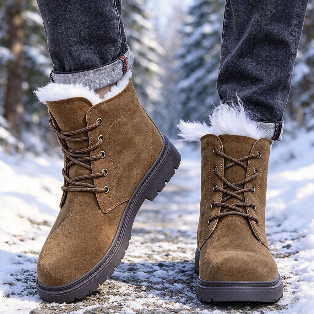 Men's Thermal Shearling-Lined Non-Slip Suede Winter Snow Boots | MILEVALE