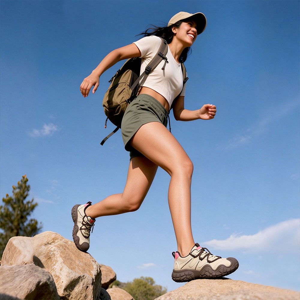 Women's Vintage Color-Block Trail Hiking Shoes Outdoor Walking Sneakers | MILEVALE