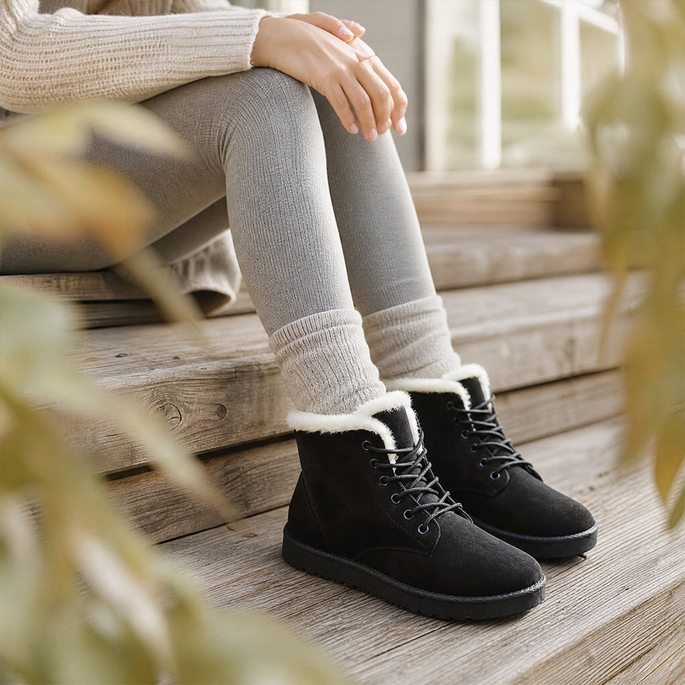 Women‘s Snow Boots Waterproof Fur Lined Winter Warm Slip On Ankle Boots | MILEVALE