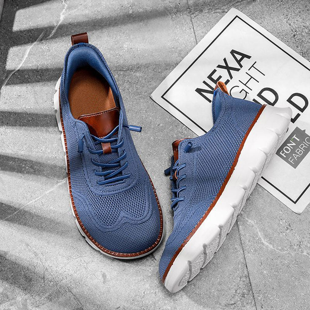 Men's Breathable Flyknit Business Casual Shoes Walking Oxford Sneakers | MILEVALE
