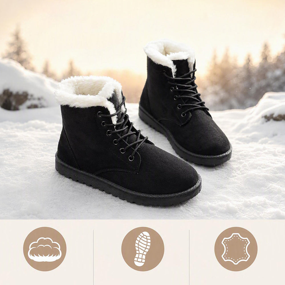 Women‘s Snow Boots Waterproof Fur Lined Winter Warm Slip On Ankle Boots | MILEVALE