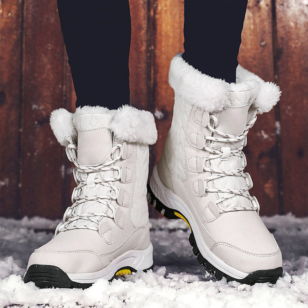 Women's High-Top Warm Plush-Lined Waterproof Winter Snow Boots | MILEVALE