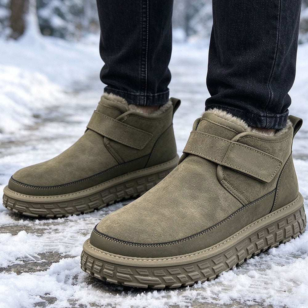 Men's Winter Plush Warm Snow Boots with Adjustable Hook-and-Loop Strap | MILEVALE