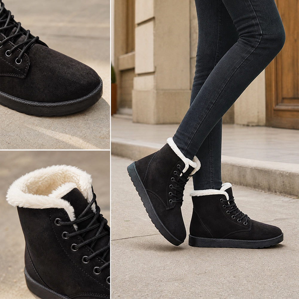 Women‘s Snow Boots Waterproof Fur Lined Winter Warm Slip On Ankle Boots | MILEVALE