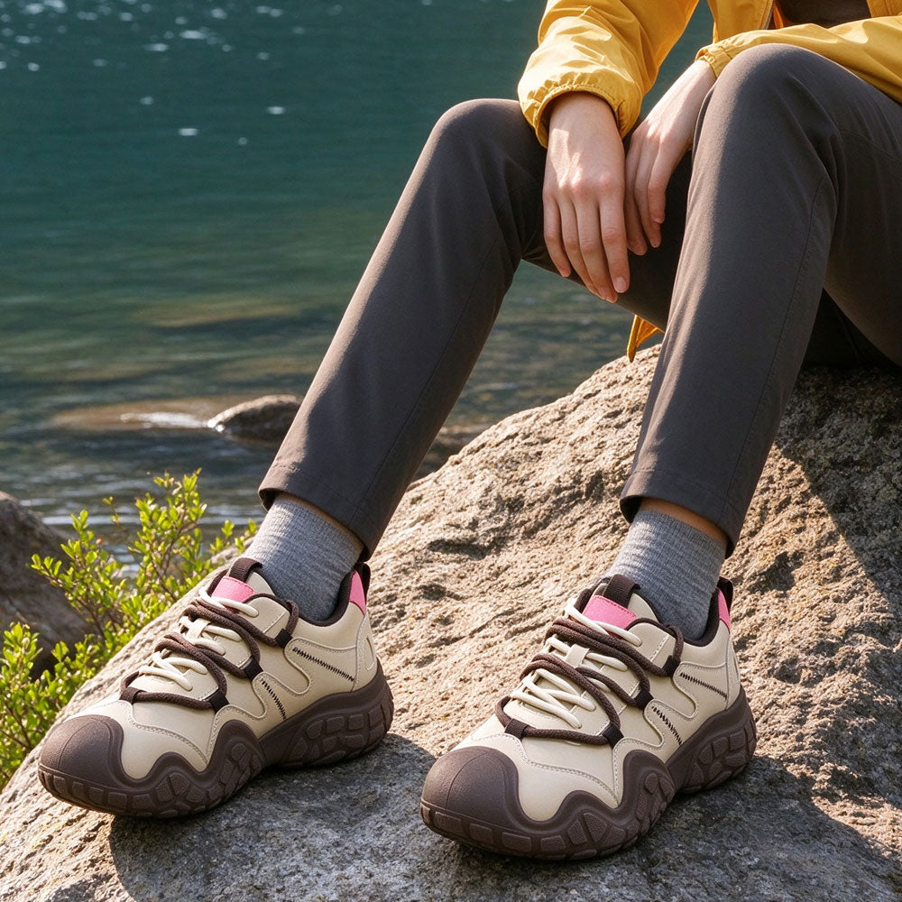 Women's Vintage Color-Block Trail Hiking Shoes Outdoor Walking Sneakers | MILEVALE