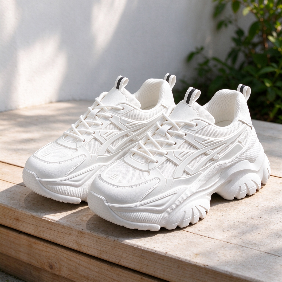 Women's Chunky White Dad Sneakers Platform Mesh Breathable Retro Walking Shoes | MILEVALE