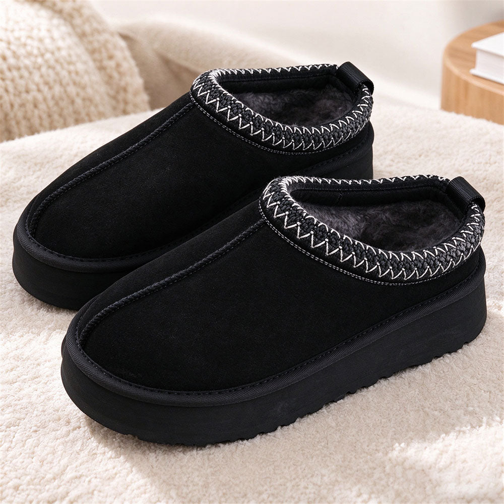 Women's Platform Suede Plush-Lined Mules Winter Snow Boots | MILEVALE