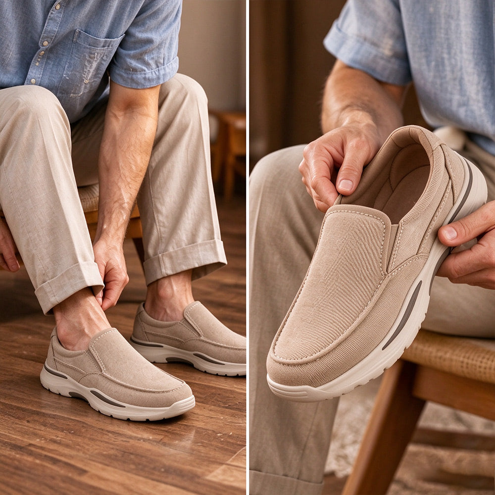 Men's Lightweight Vintage Canvas Slip-On Loafers | MILEVALE