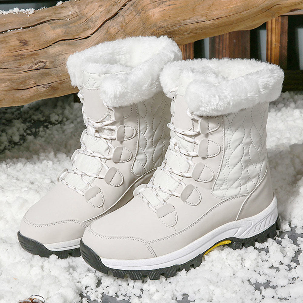 Women's High-Top Warm Plush-Lined Waterproof Winter Snow Boots | MILEVALE