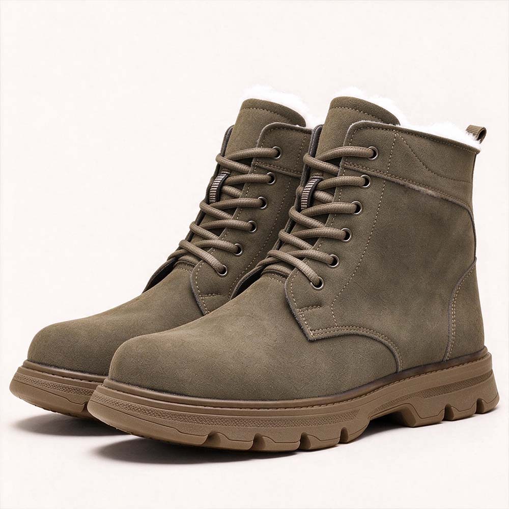 Men's Vintage Plush Fleece Lined Suede High-Top Winter Boots | MILEVALE