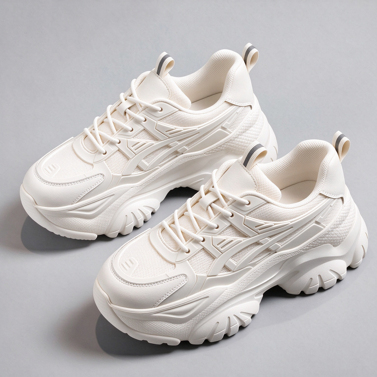 Women's Chunky White Dad Sneakers Platform Mesh Breathable Retro Walking Shoes | MILEVALE