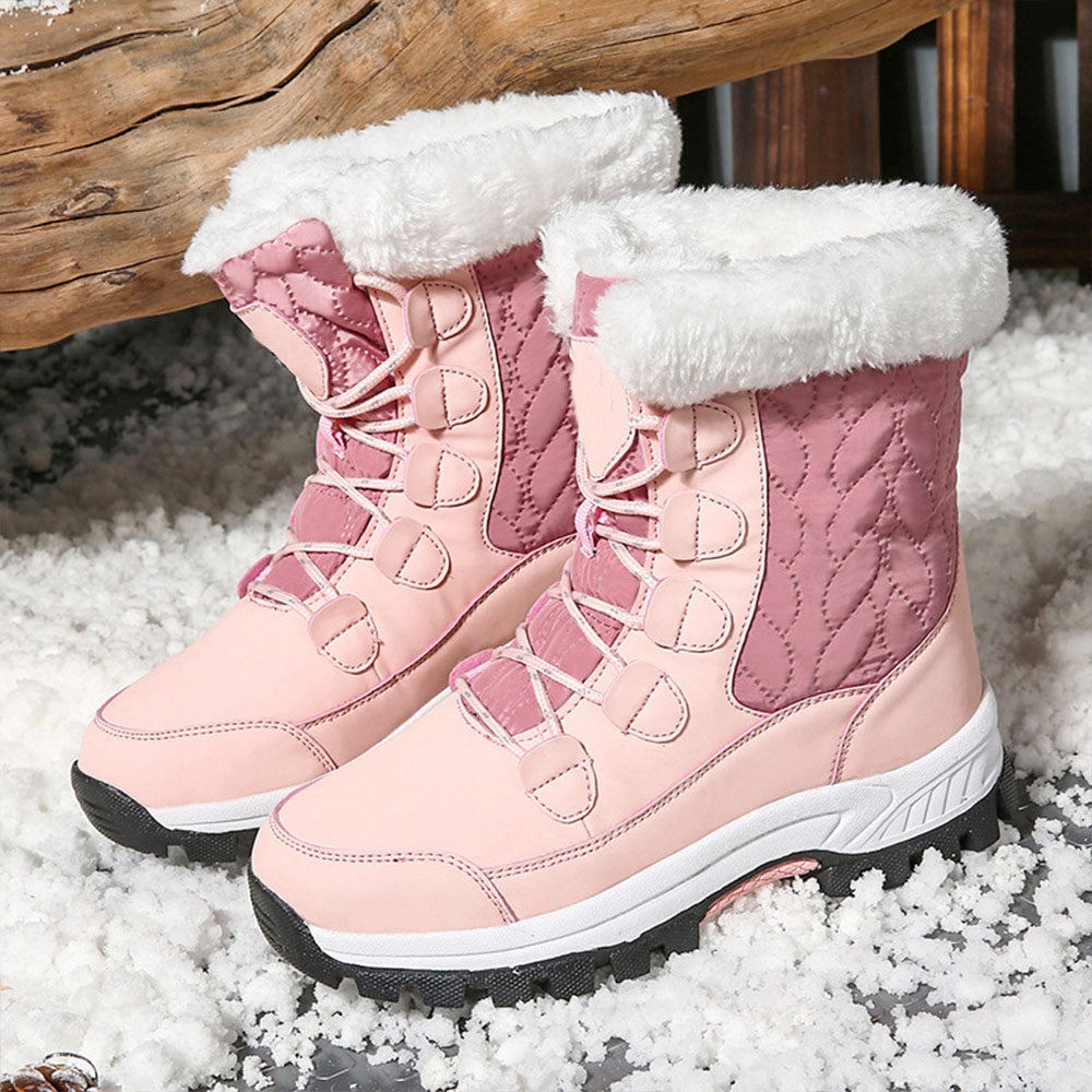 Women's High-Top Warm Plush-Lined Waterproof Winter Snow Boots | MILEVALE
