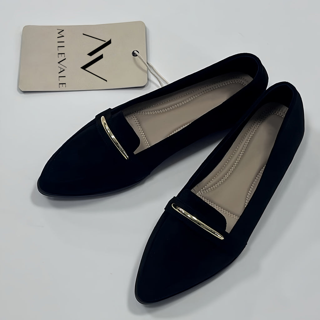 MILEVALE Women's Comfortable Shoes Pointed Toe Suede-Look Loafers